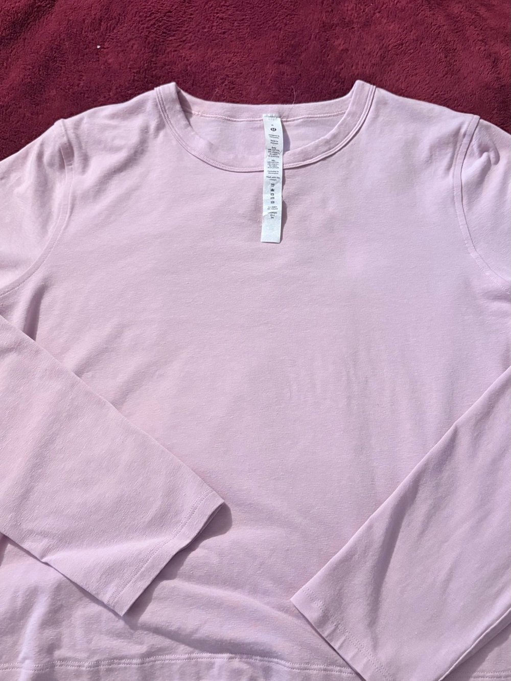 lululemon athletica Light  Pink Crewneck Long Sleeve Top